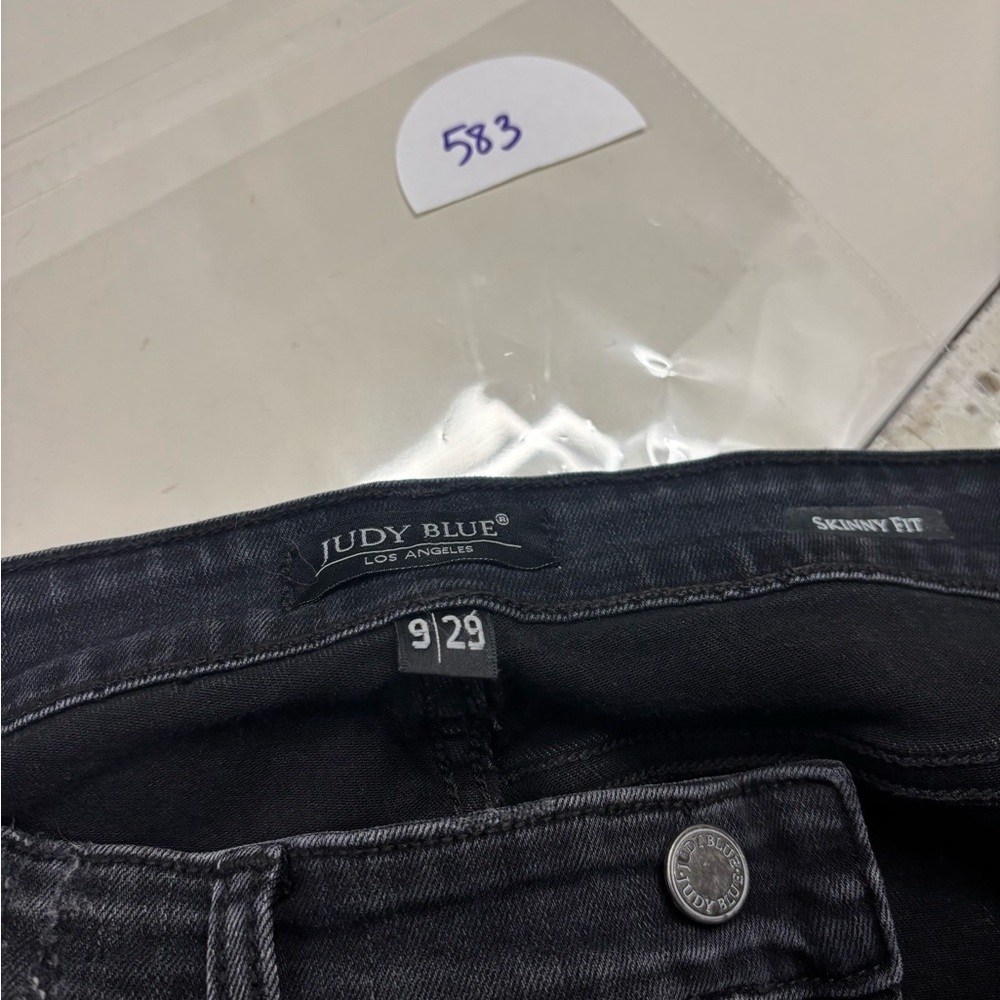 Judy Blue Jeans Womens 9/29 Skinny Fit Distressed Buffalo Plaid Dark Gray Wash - Picture 8 of 8